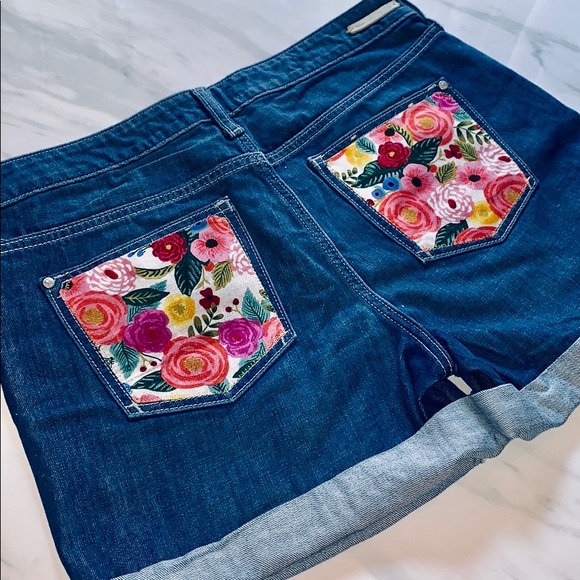 Pilcro and the Letterpress Pants - Pilcro x Rifle Paper Pockets Denim Shorts Size 30